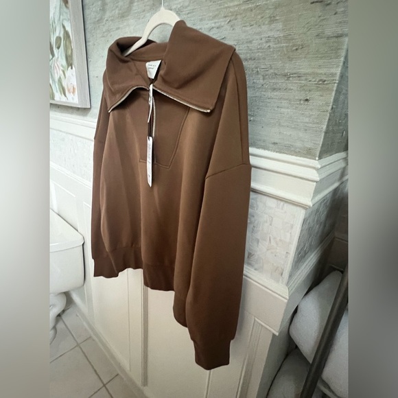 NWT new medium Anthropologie Varley Catherine half zip sweatshirt cedar brown - Picture 7 of 17